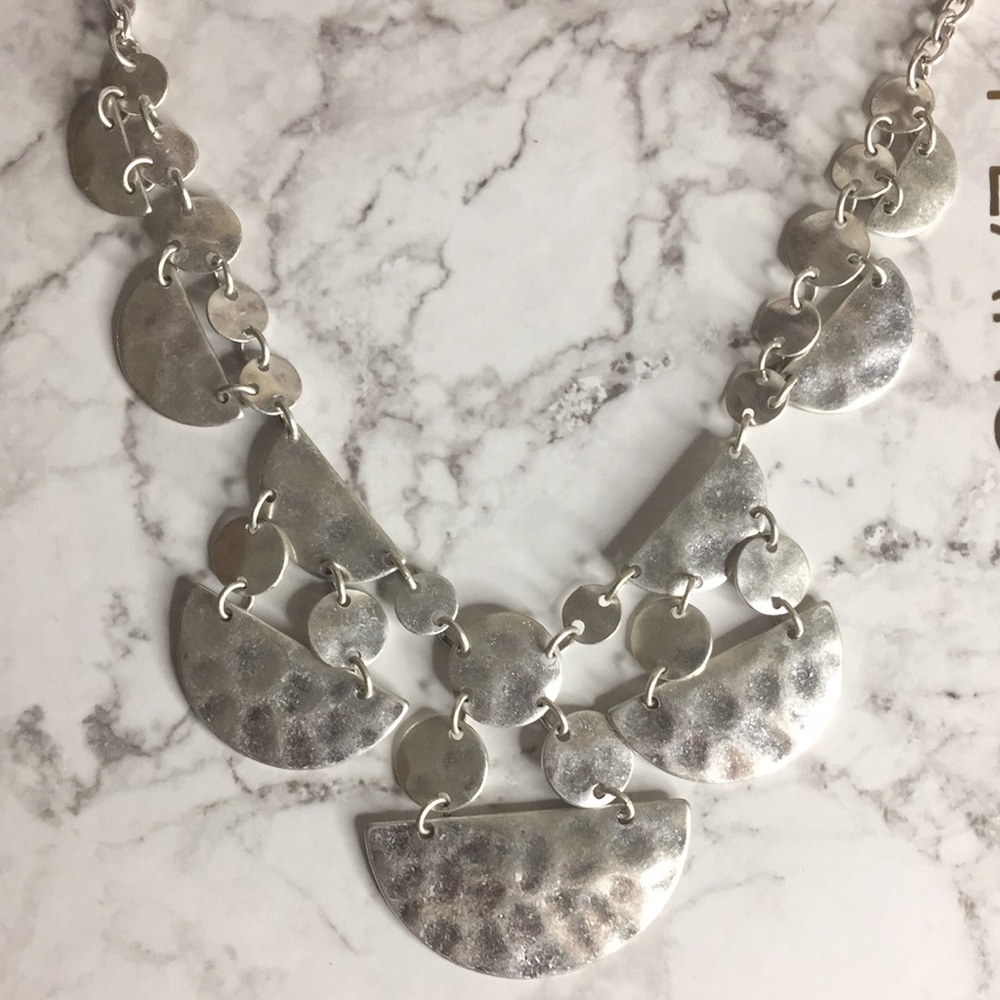 Hammered Silver Statement Necklace